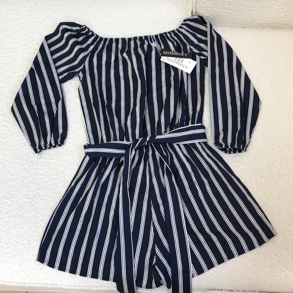 Striped Off-the-Shoulder Romper
